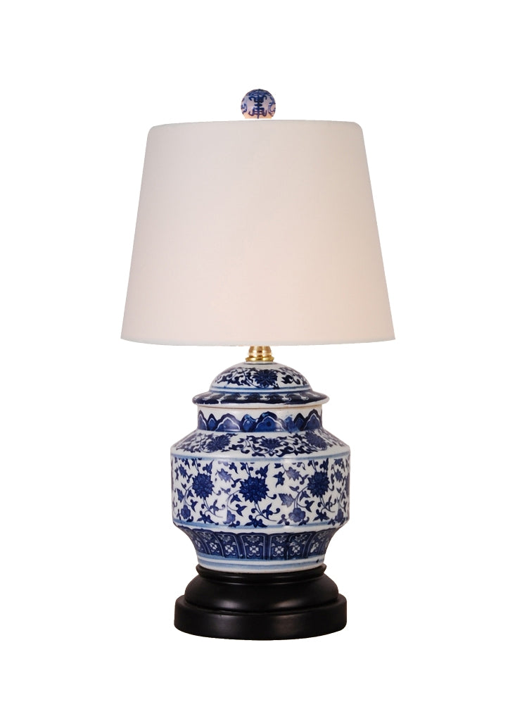 Porcelain Blue And White Temple Table Lamp