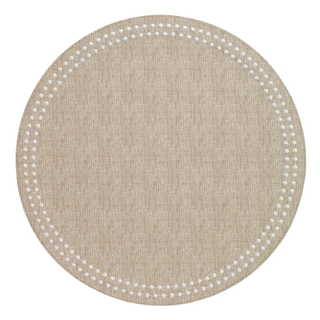 Pearls 15" Round Embroidered Placemats