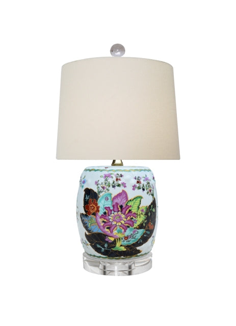 Porcelain Tobacco Leaf Garden Stool Lamp