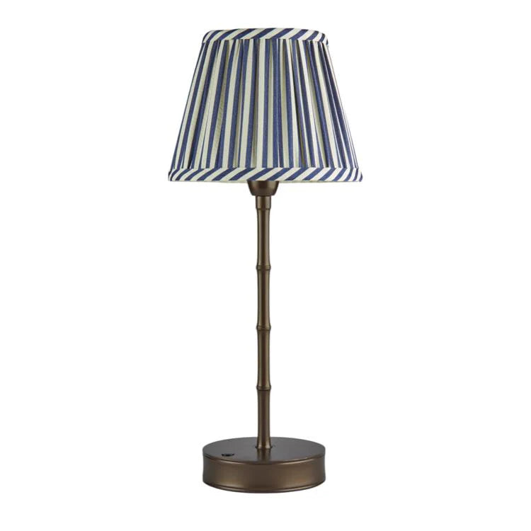 Bronze Bamboo Lamp Base with Red Stripe Lampshade