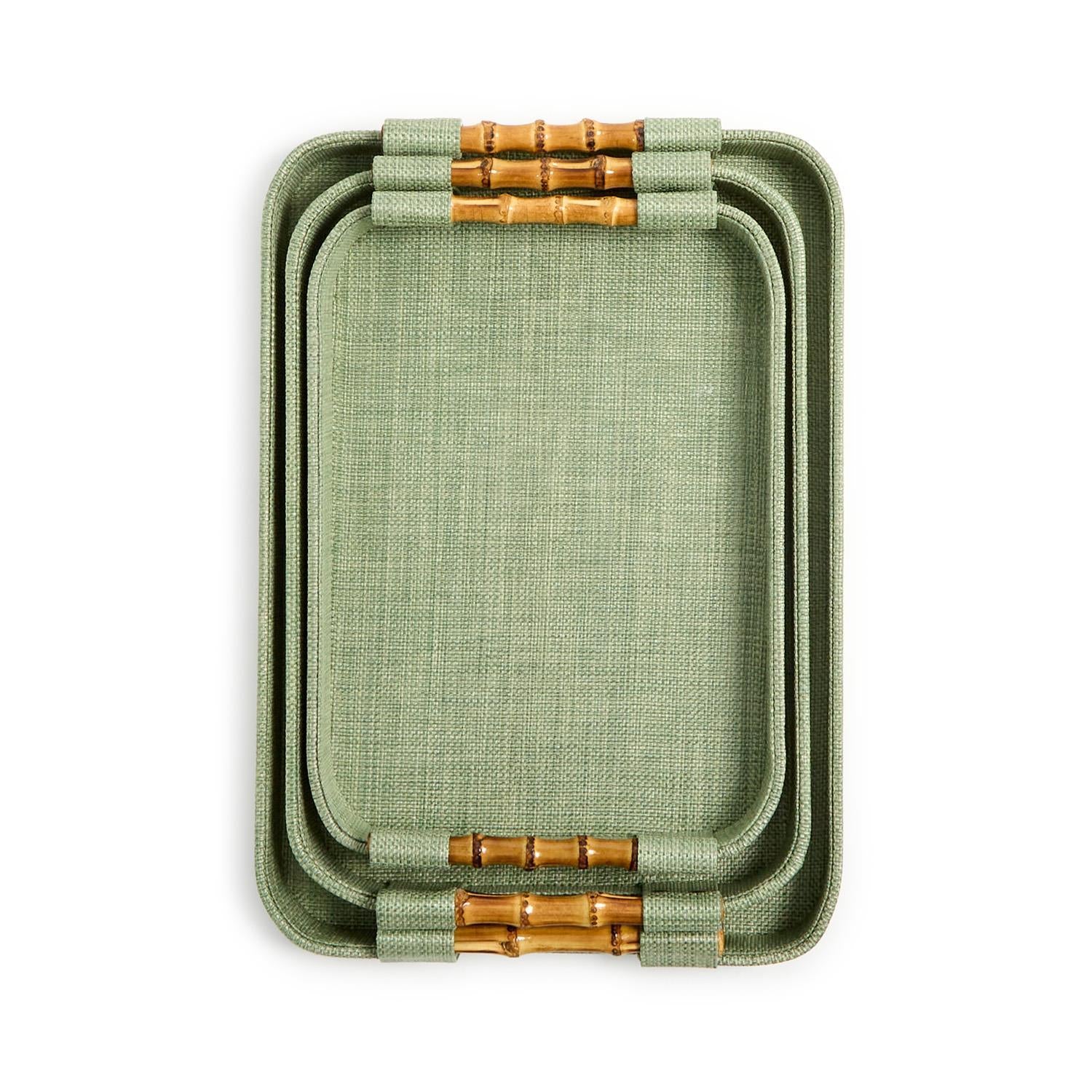 Monaco Green Faux Seagrass Decorative Rectangle Tray