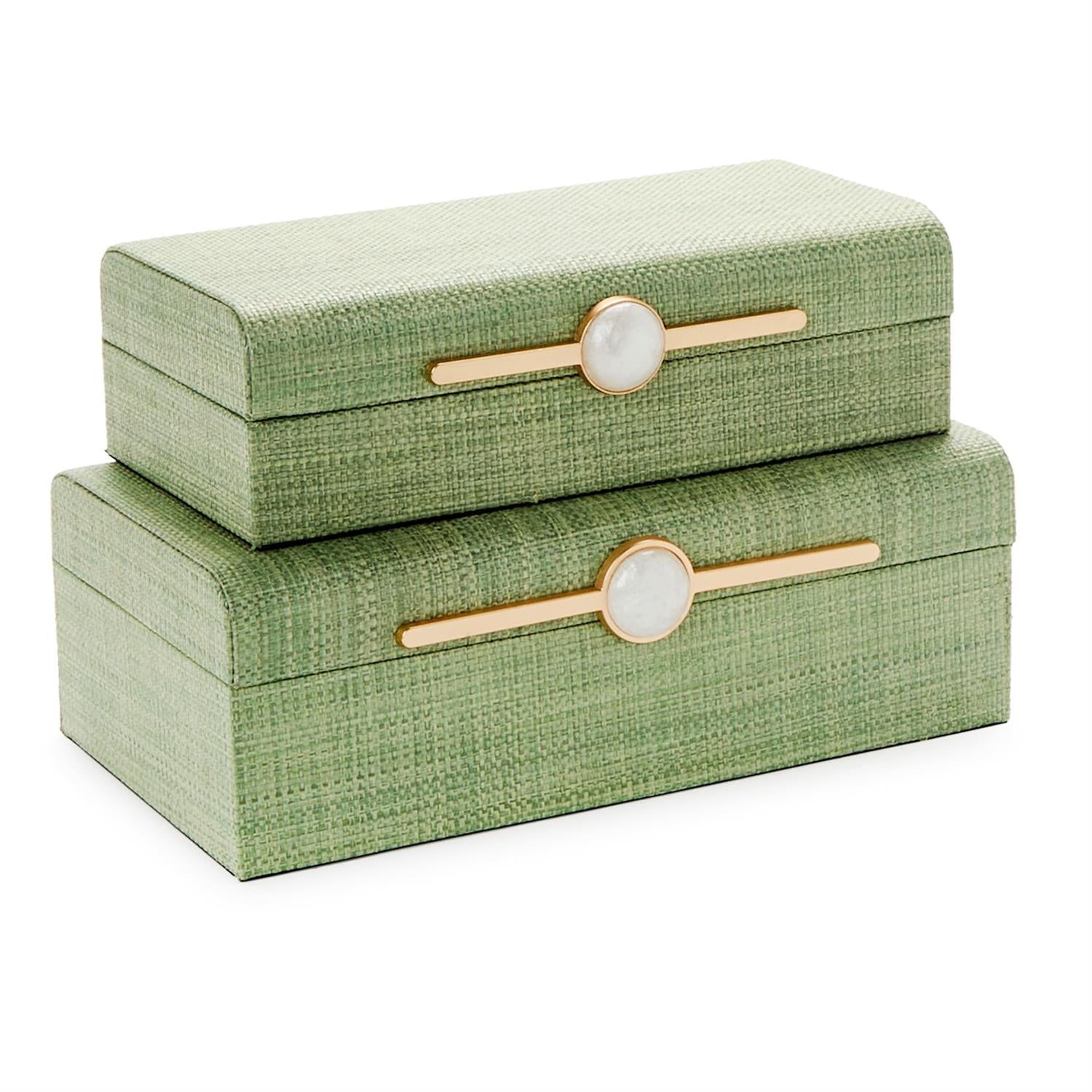 Monaco Green Faux Seagrass Decorative Box