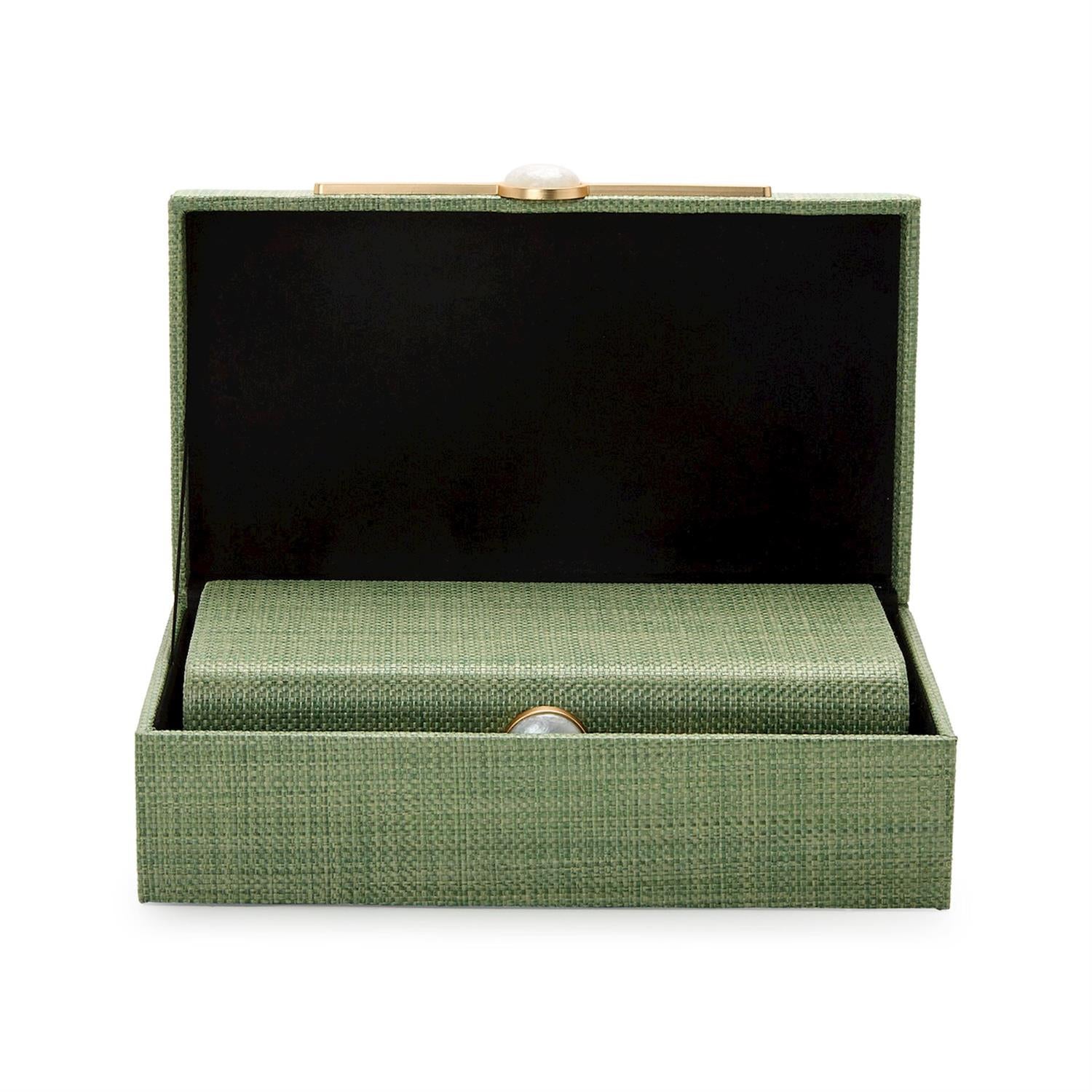 Monaco Green Faux Seagrass Decorative Box