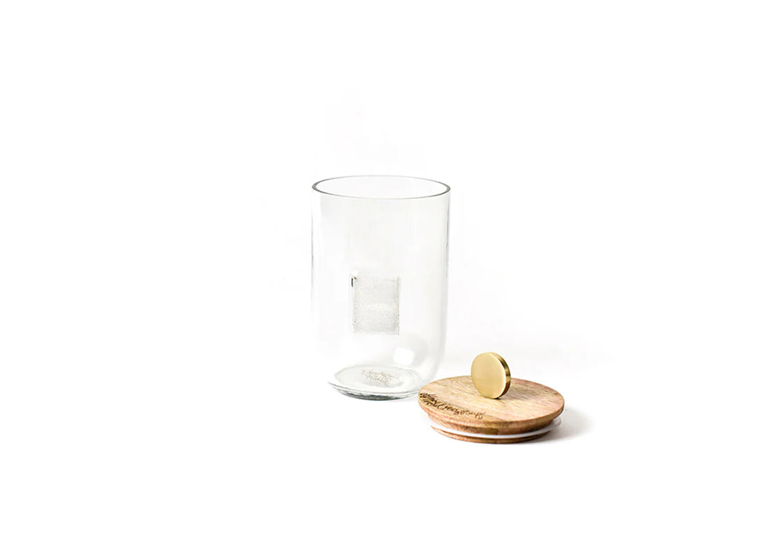 WOODEN LID HAPPY EVERYTHING GLASS JAR