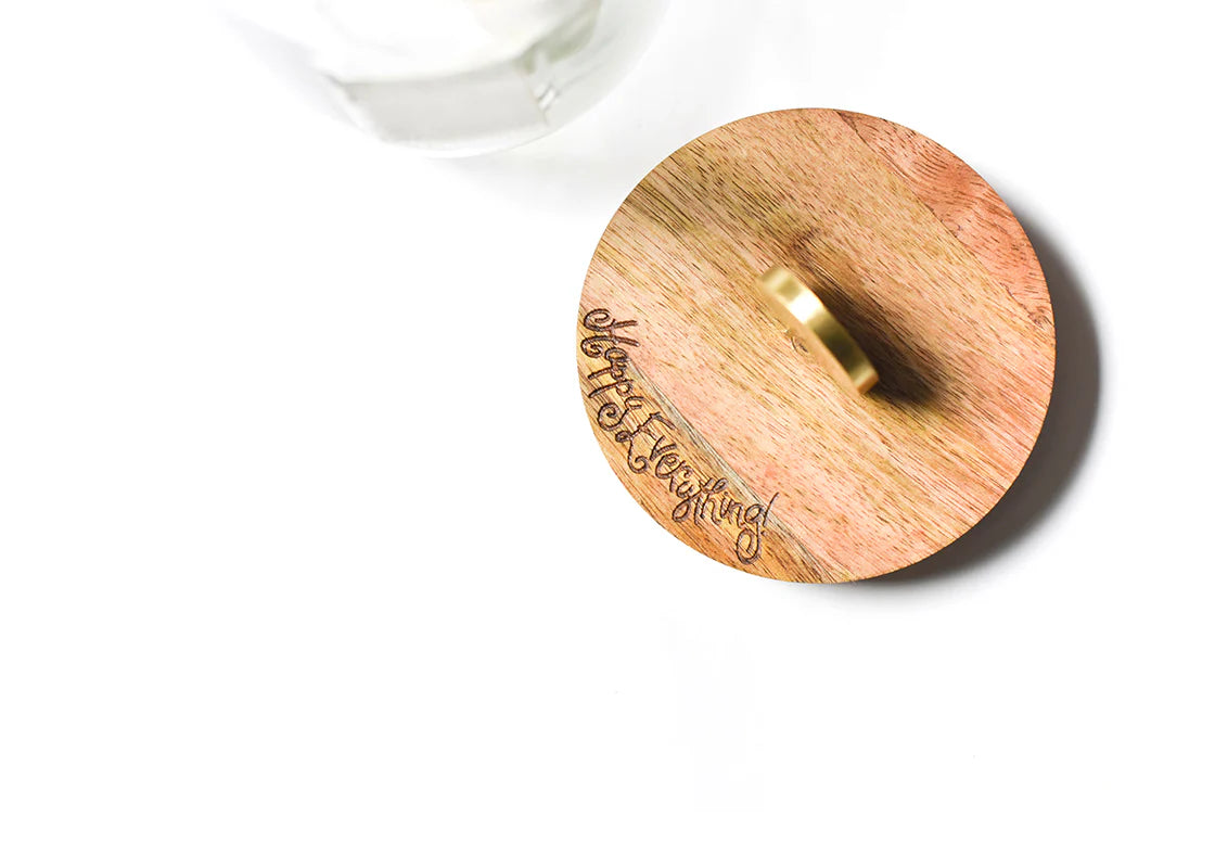 WOODEN LID HAPPY EVERYTHING GLASS JAR