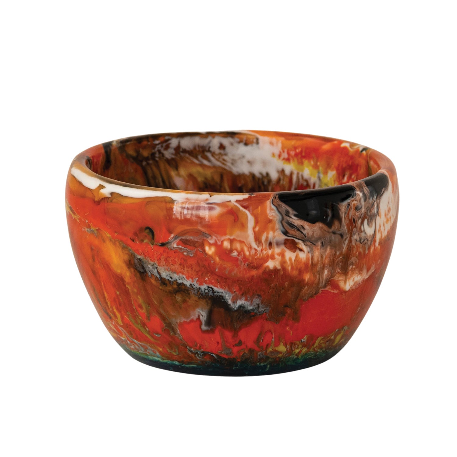 Multicolored resin bowl on a white background