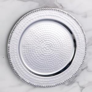Beaded Silver Hammered Charger