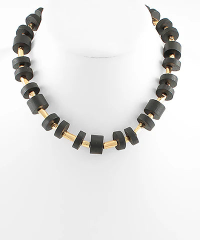 Stationed Wood Disc Necklace