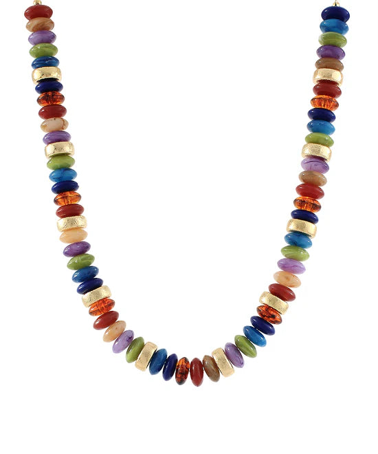 Color Wide Bead Stand Necklace