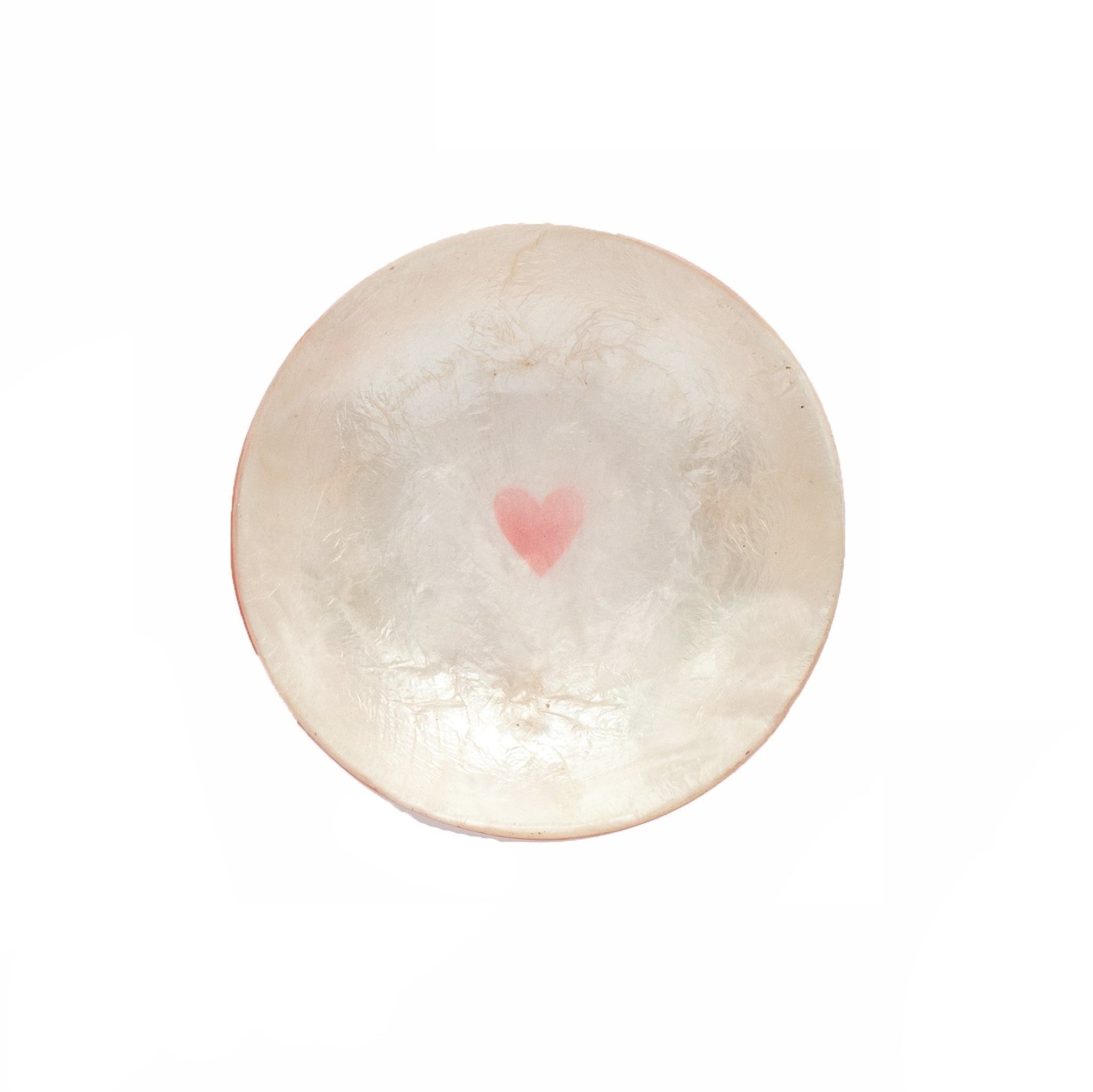 Mini Capiz Bowl w/Pink Heart (Pink/White)