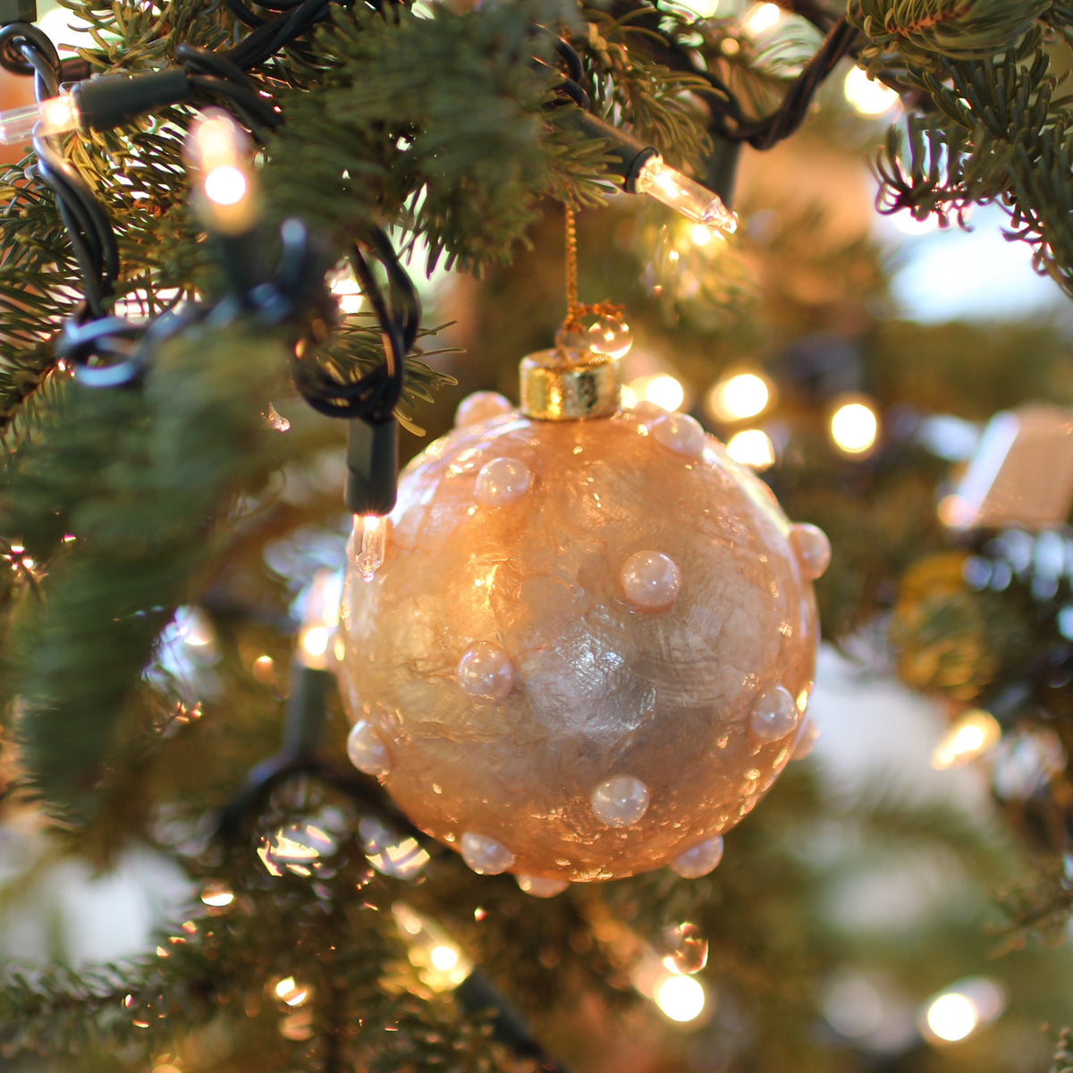 Capiz Ball Ornament with Pearls