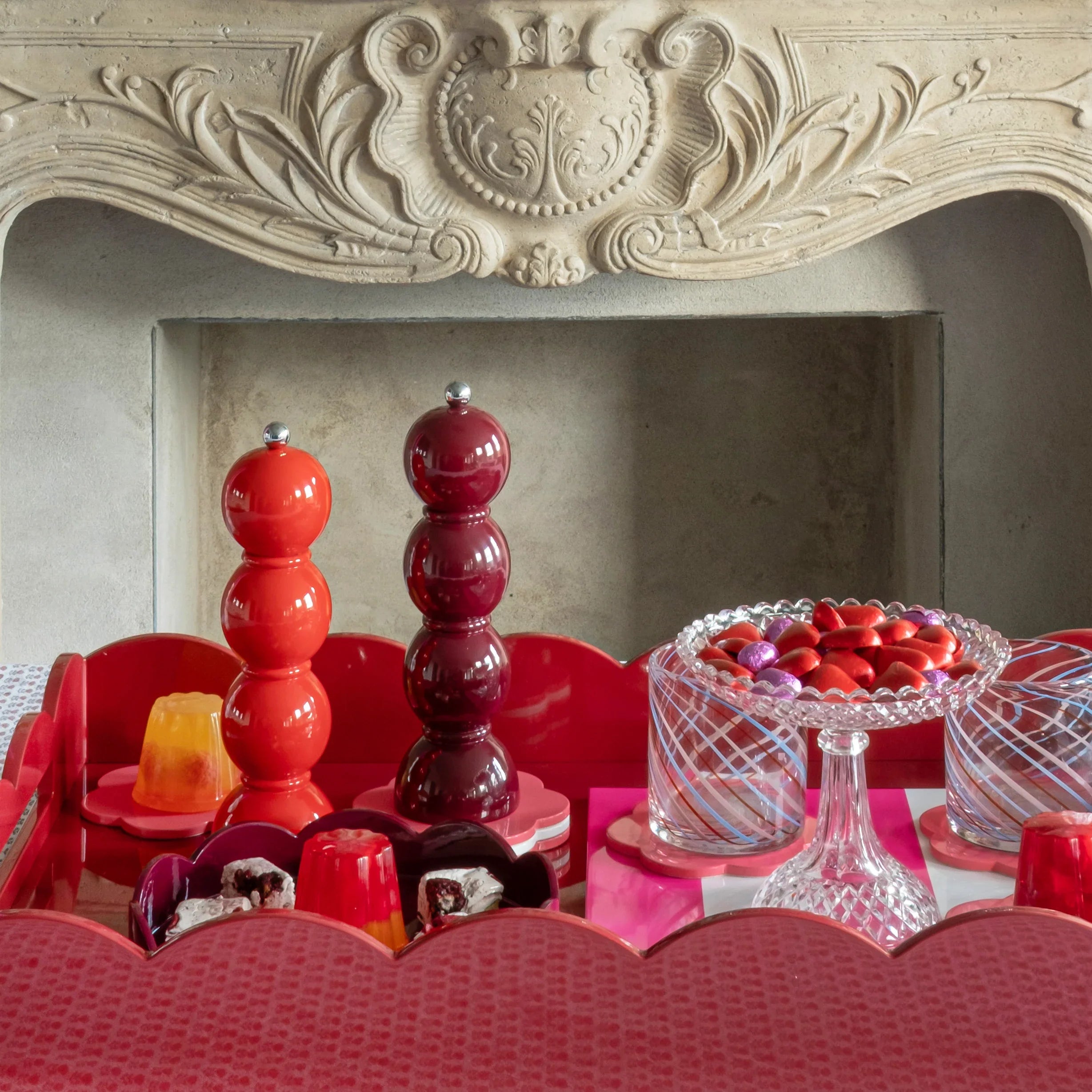 Coral Pink Bobbin Salt or Pepper Mill