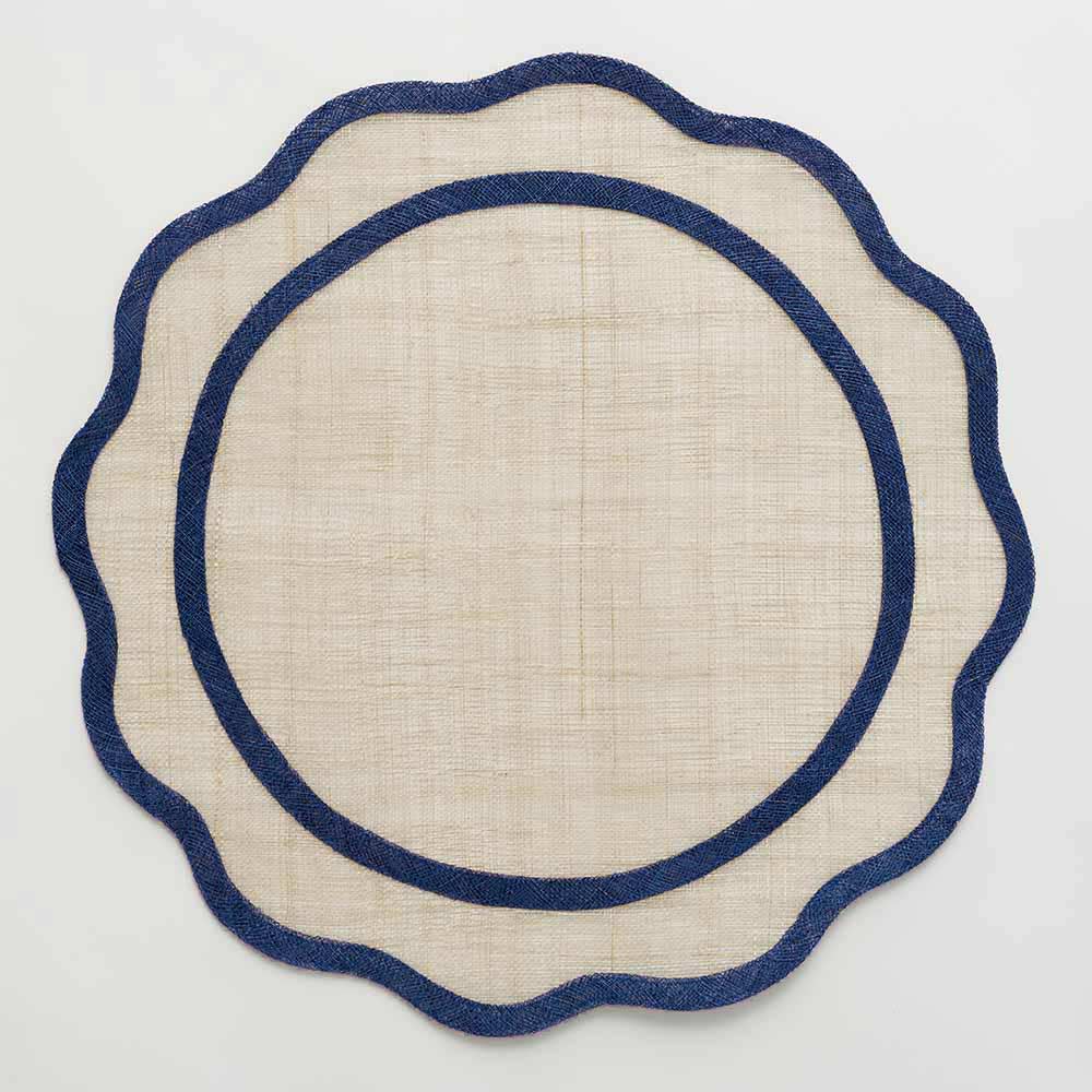 Navy Blue Scalloped Woven Placemat | Set of 4