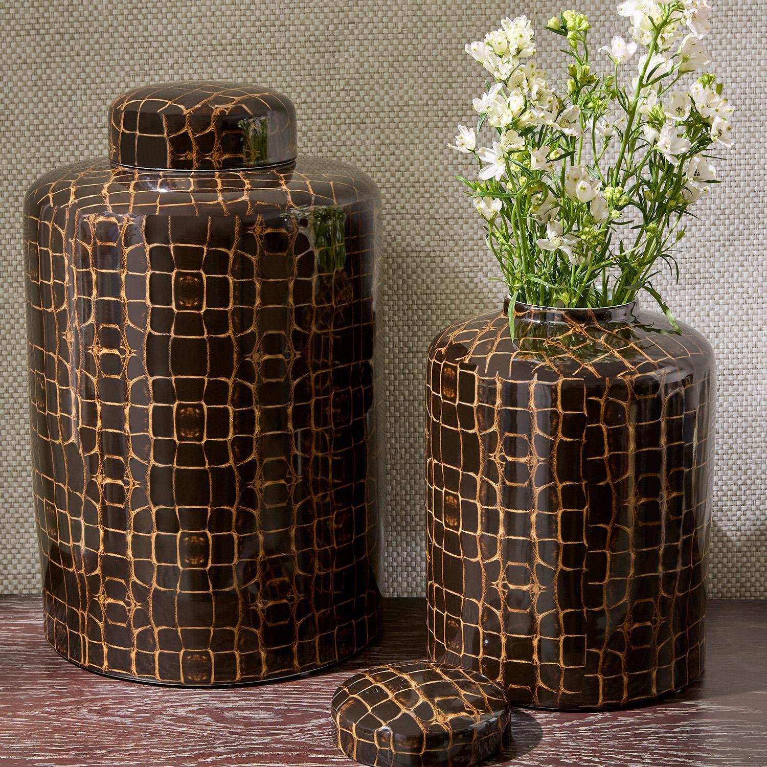 Crocodile Covered Jar