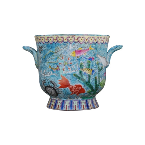 Imperial Koi Pond Porcelain Cachepot