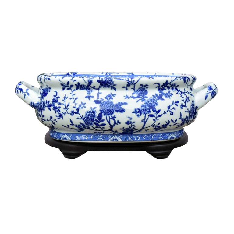 Porcelain Blue And White Floral Footbath