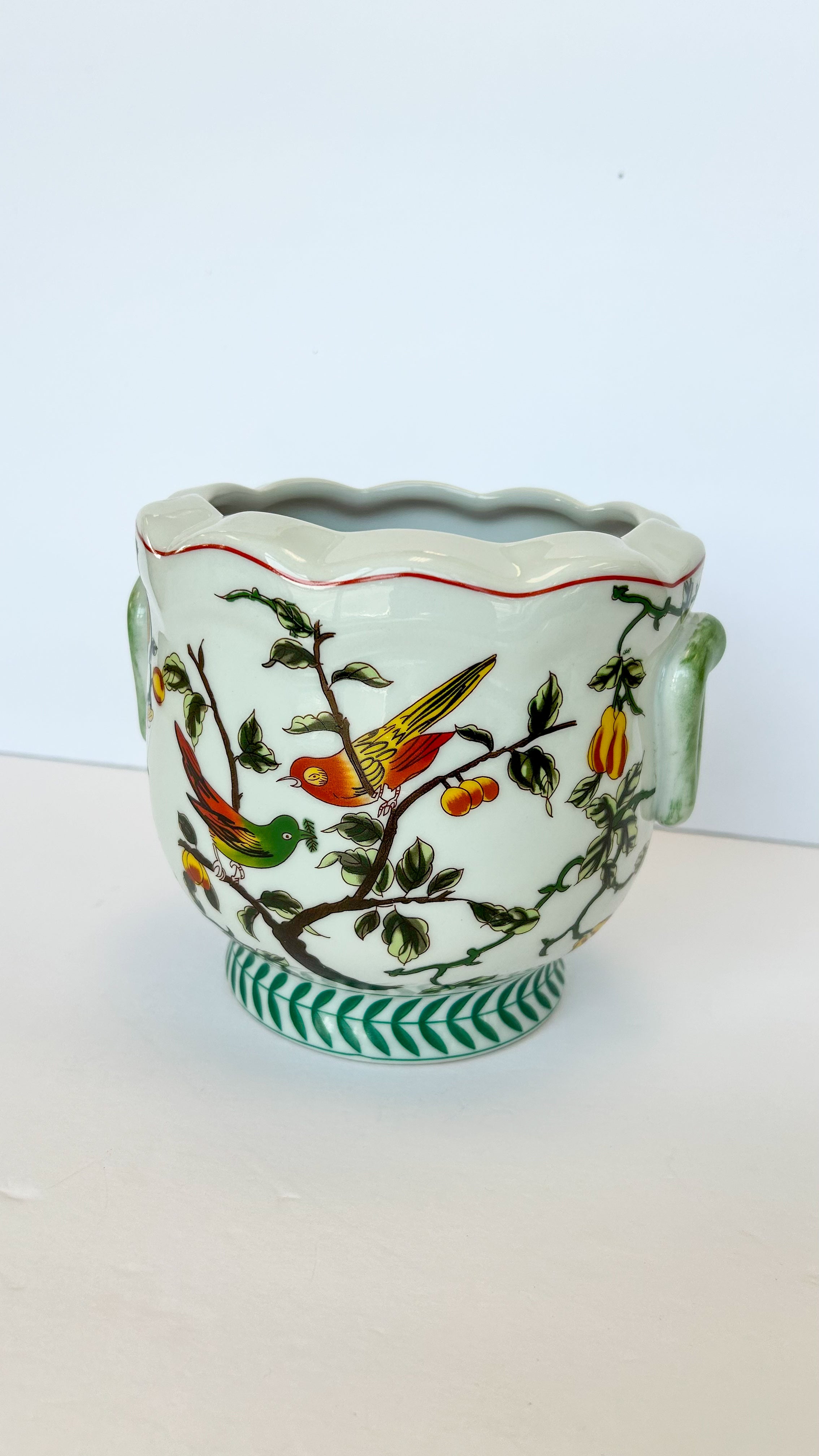 Birds and Fruit Porcelain Planter