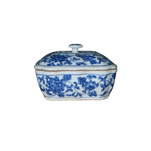 Porcelain Blue and White Flower Box