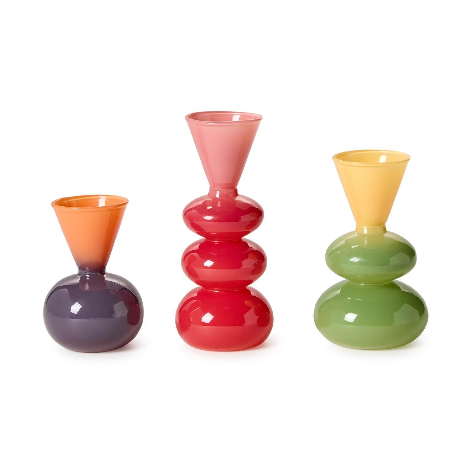Mixed Colored Glass Vases