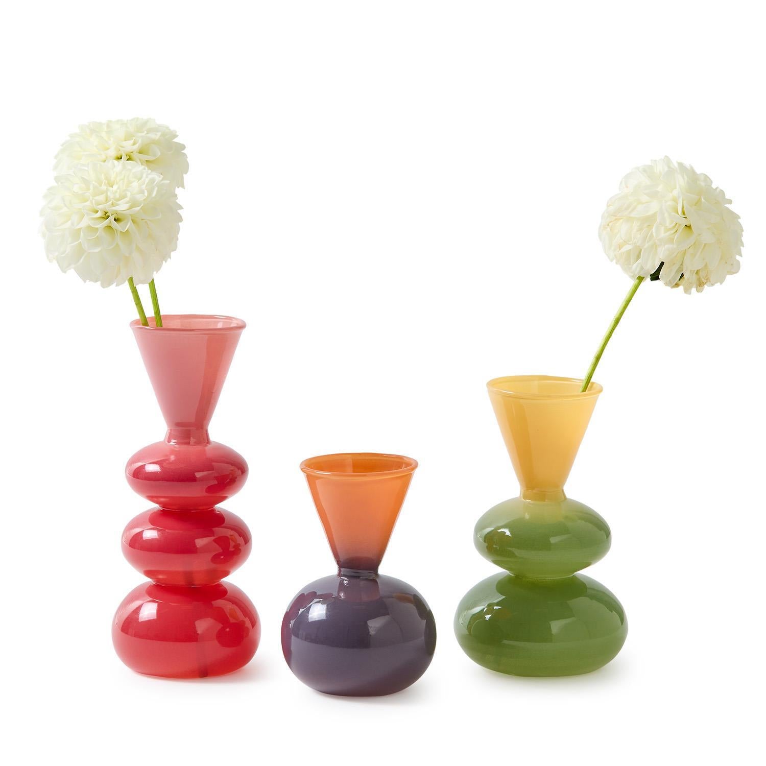 Mixed Colored Glass Vases