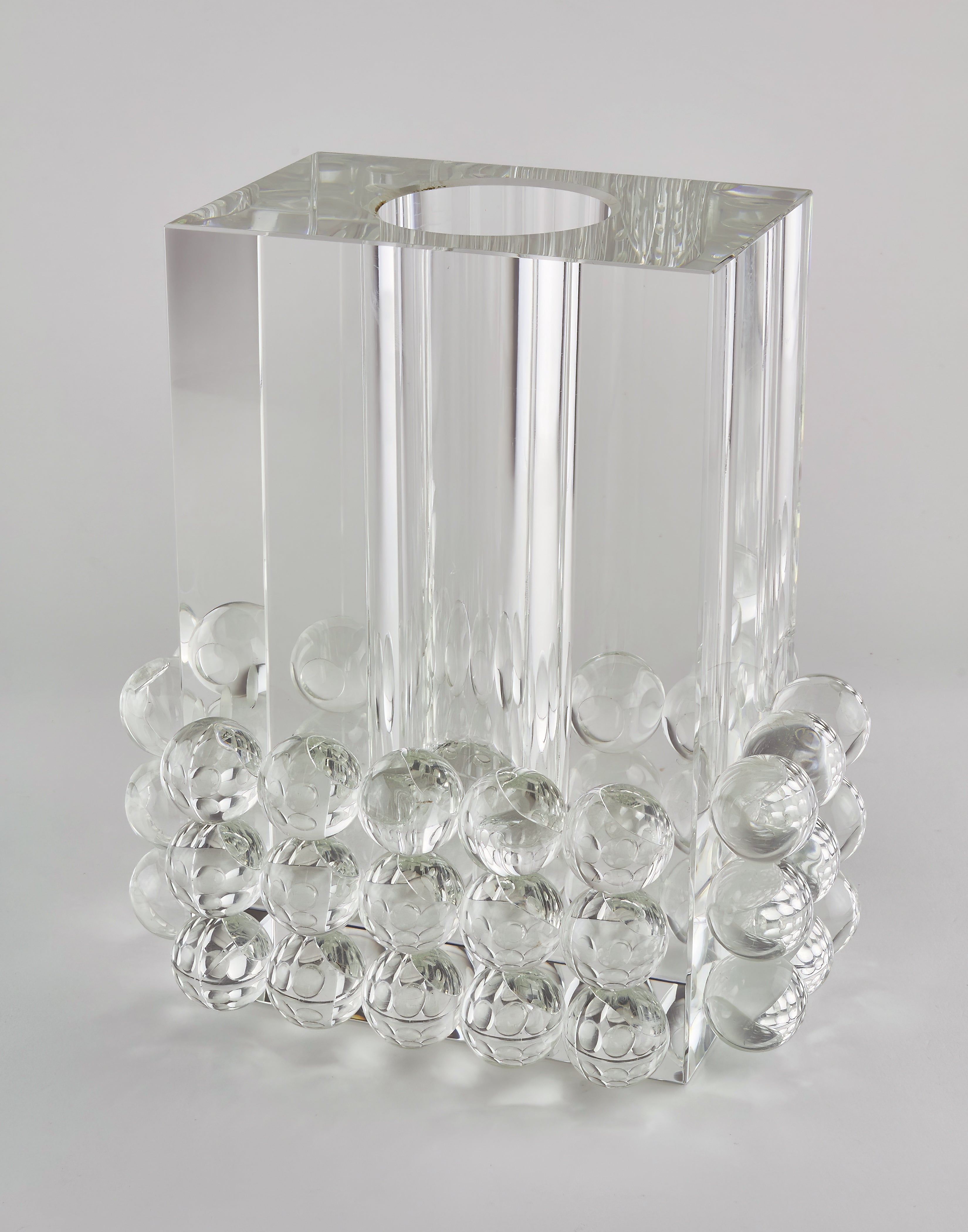 Crystal Glass Square Vase - Balls