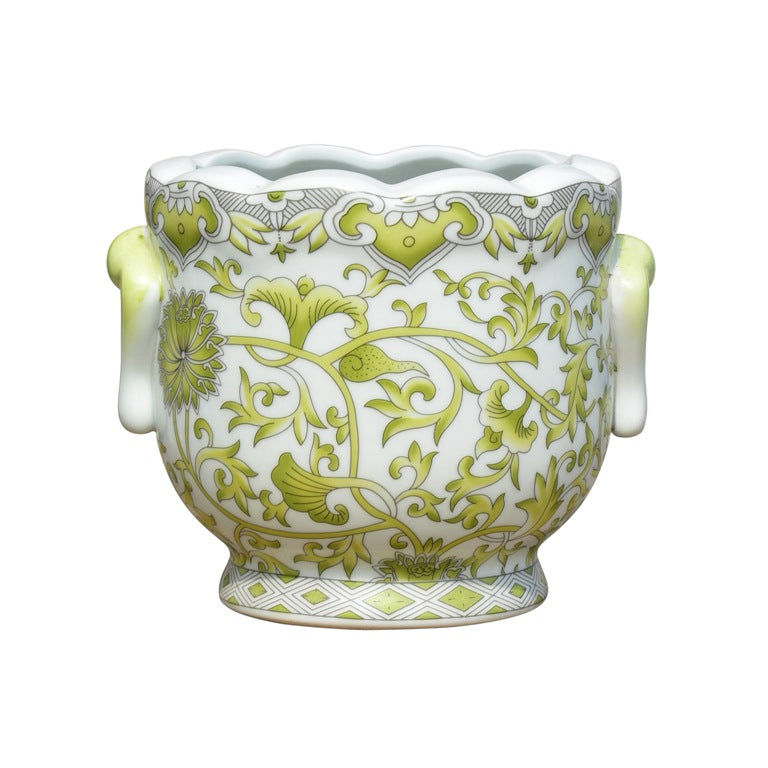 Porcelain Green Florentine Cachepot