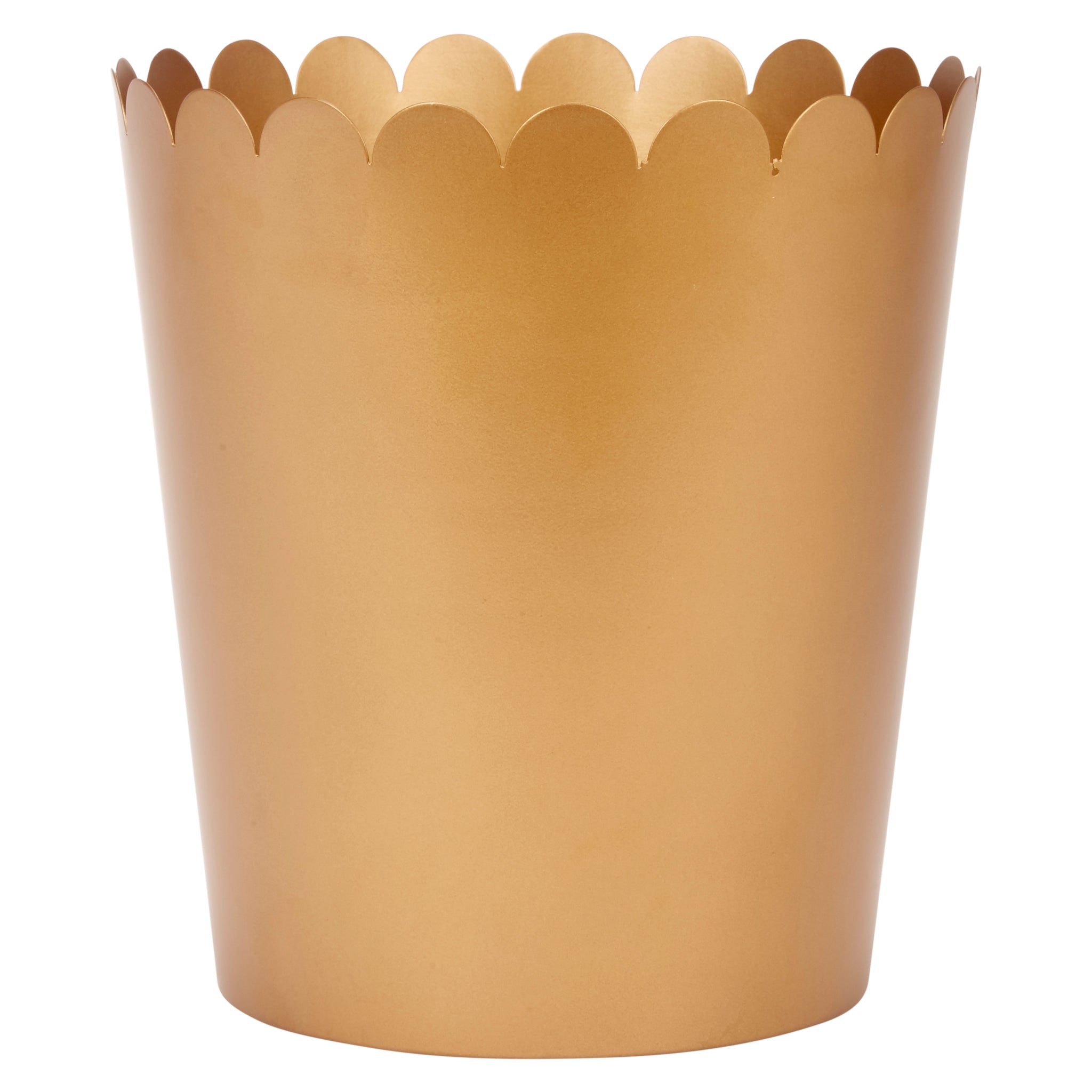 Gold Scalloped Metal Planter/Waste Basket