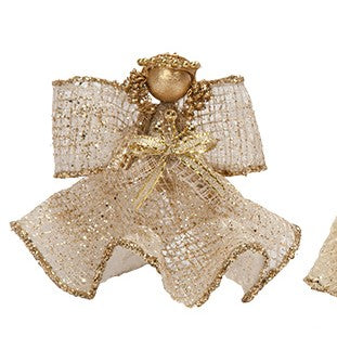 Sinamay Net Angel w/Bow Ornament (Gold)