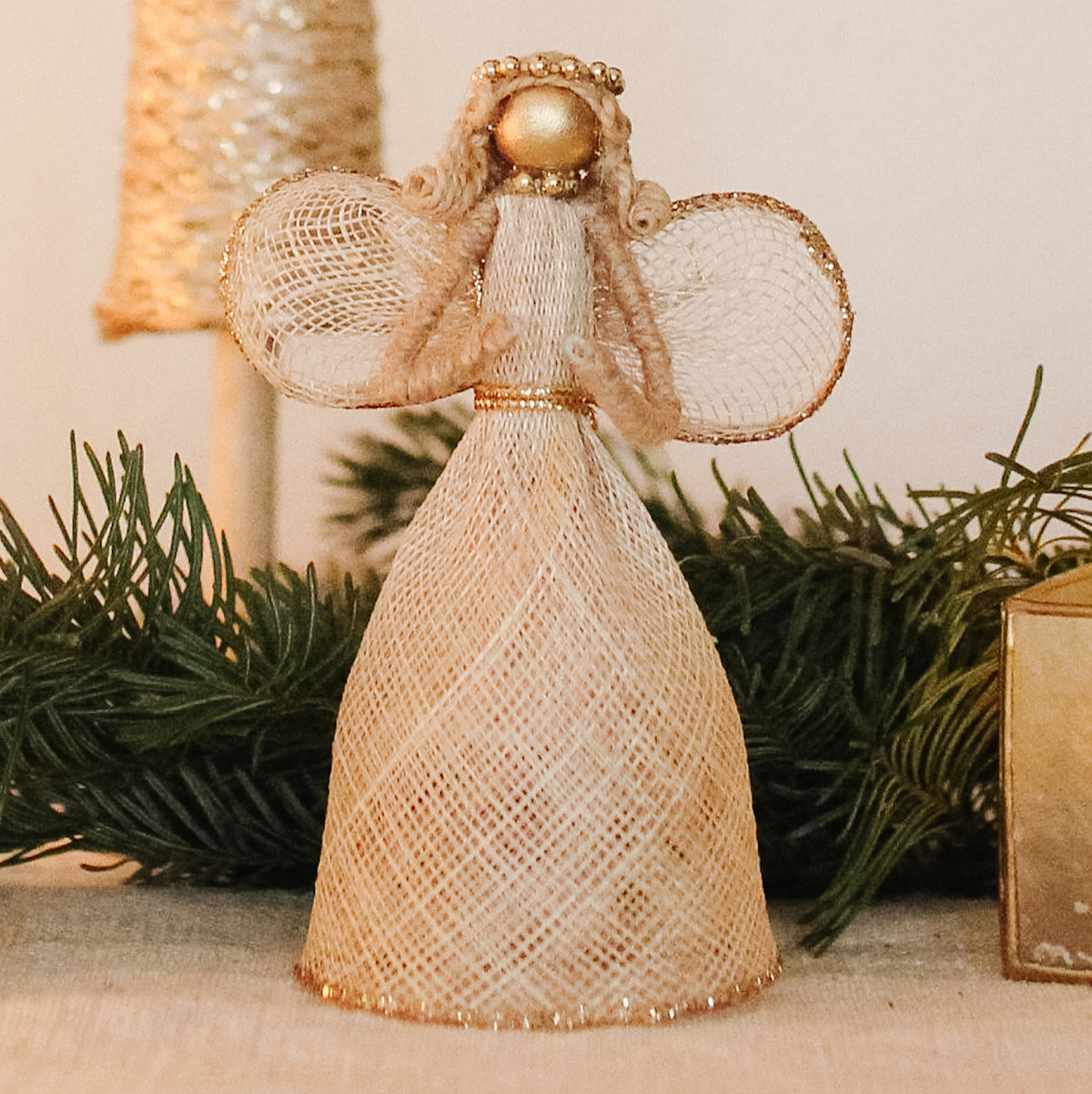 Sinamay Girl Angel Ornament