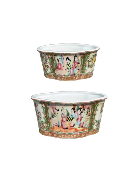 Rose Medallion Porcelain Cachepot - 6"