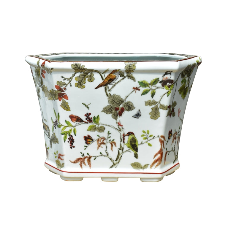 Botanical Aviary Porcelain Hexagonal Cachepot