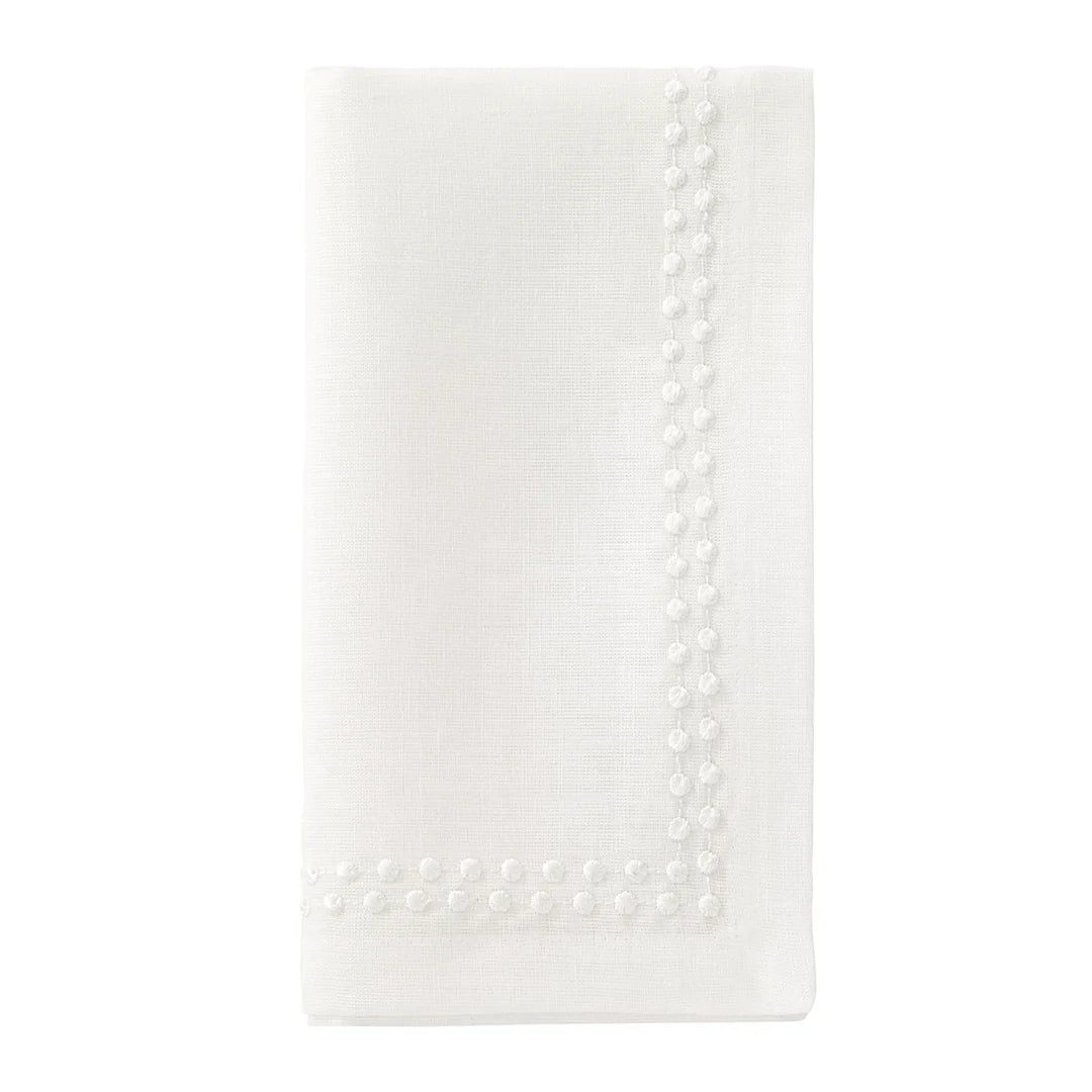 Pearls Embroidered Linen Napkin | Set of 4