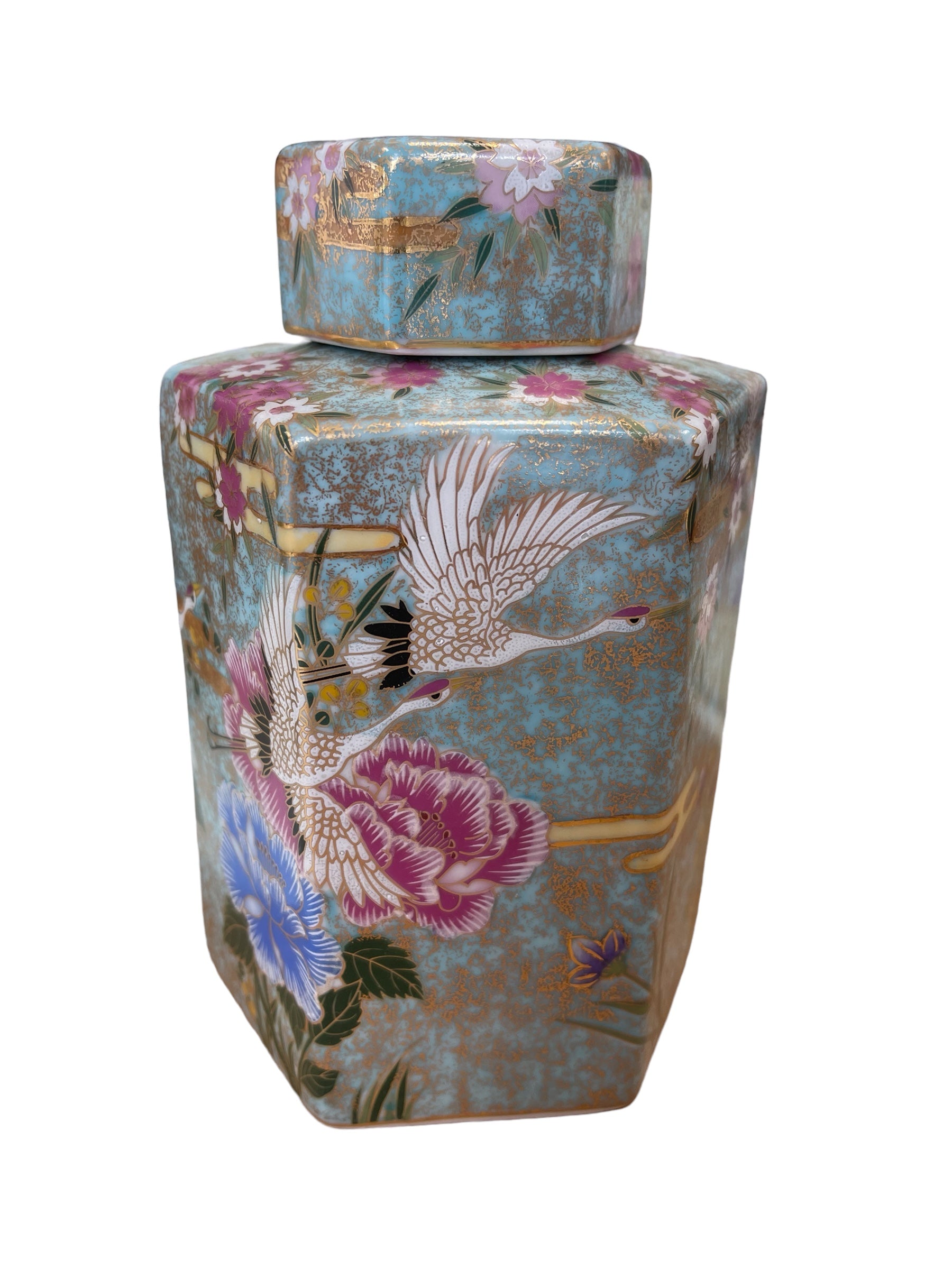 Crane small hexagonal jar 7"