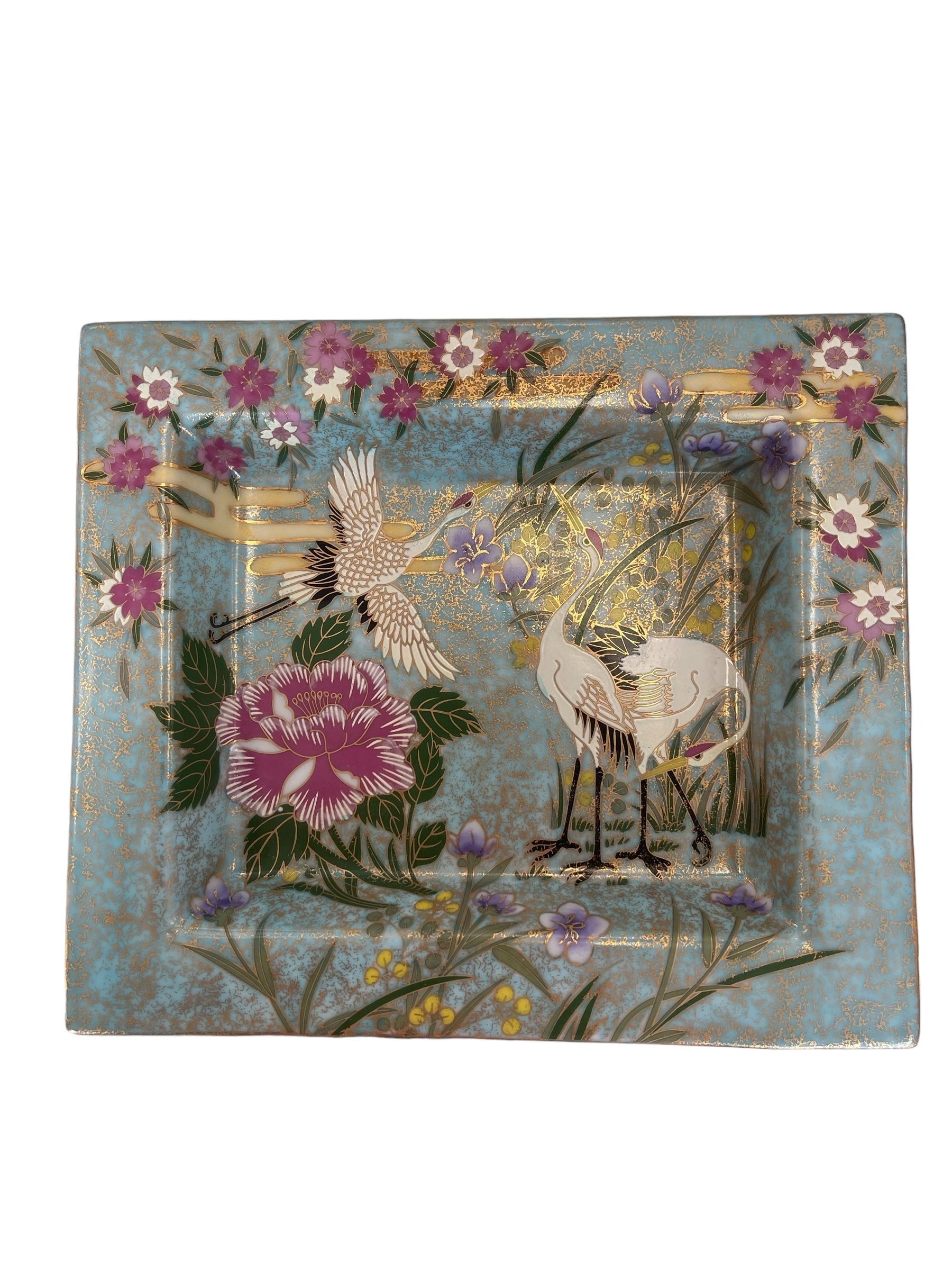 Crane porcelain tray, 8"