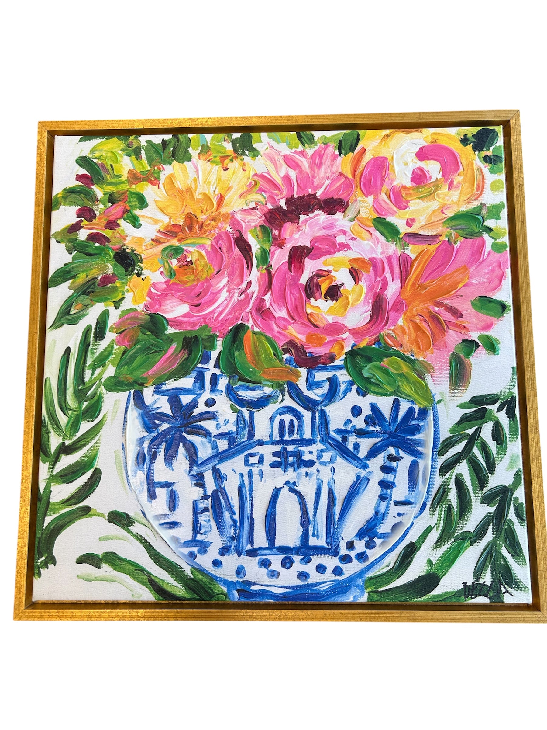 B/W Thin Floating Gold Framed Canvas