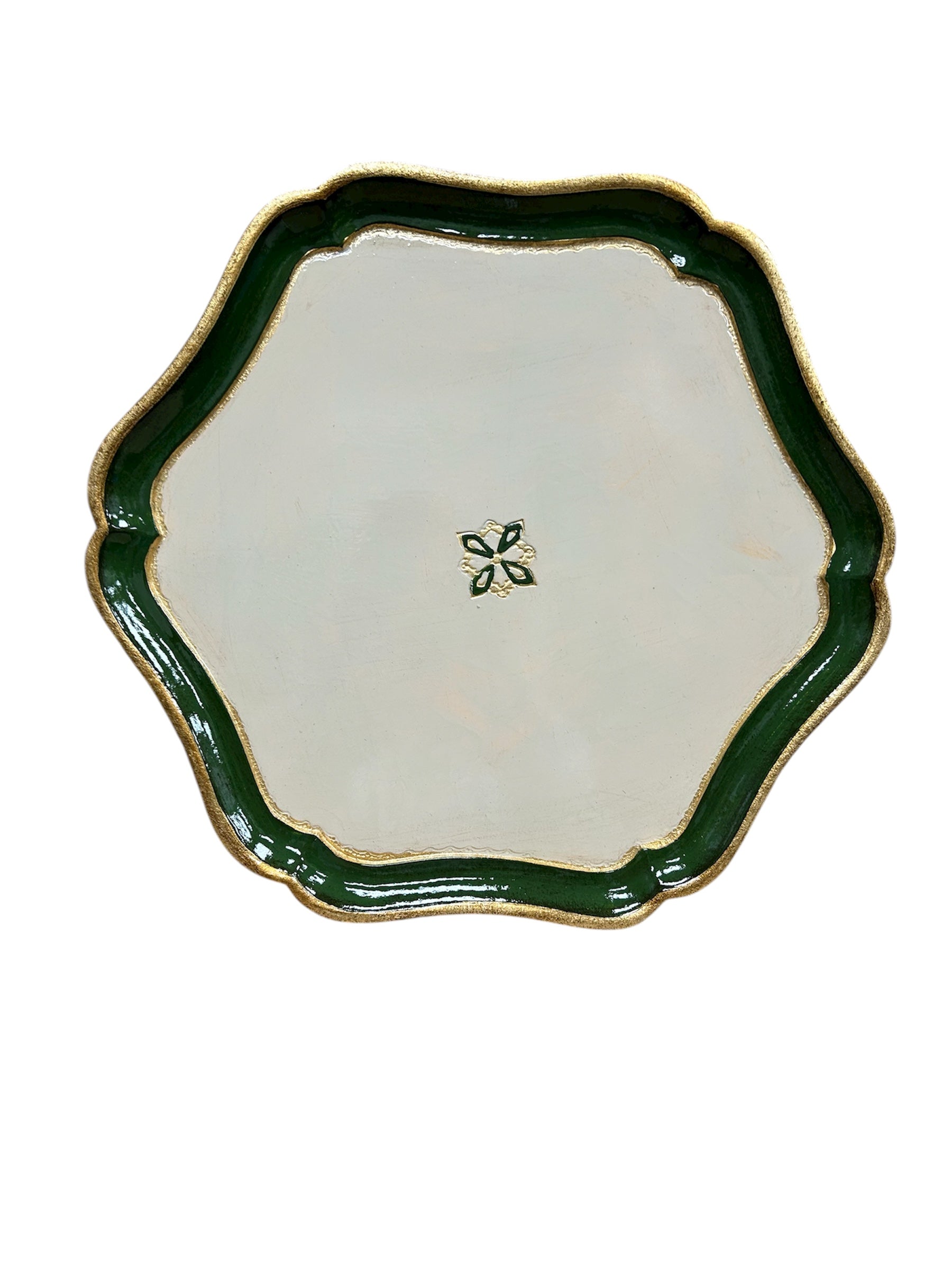 Large Green Florentino Baroque Wooden Charger/Tray