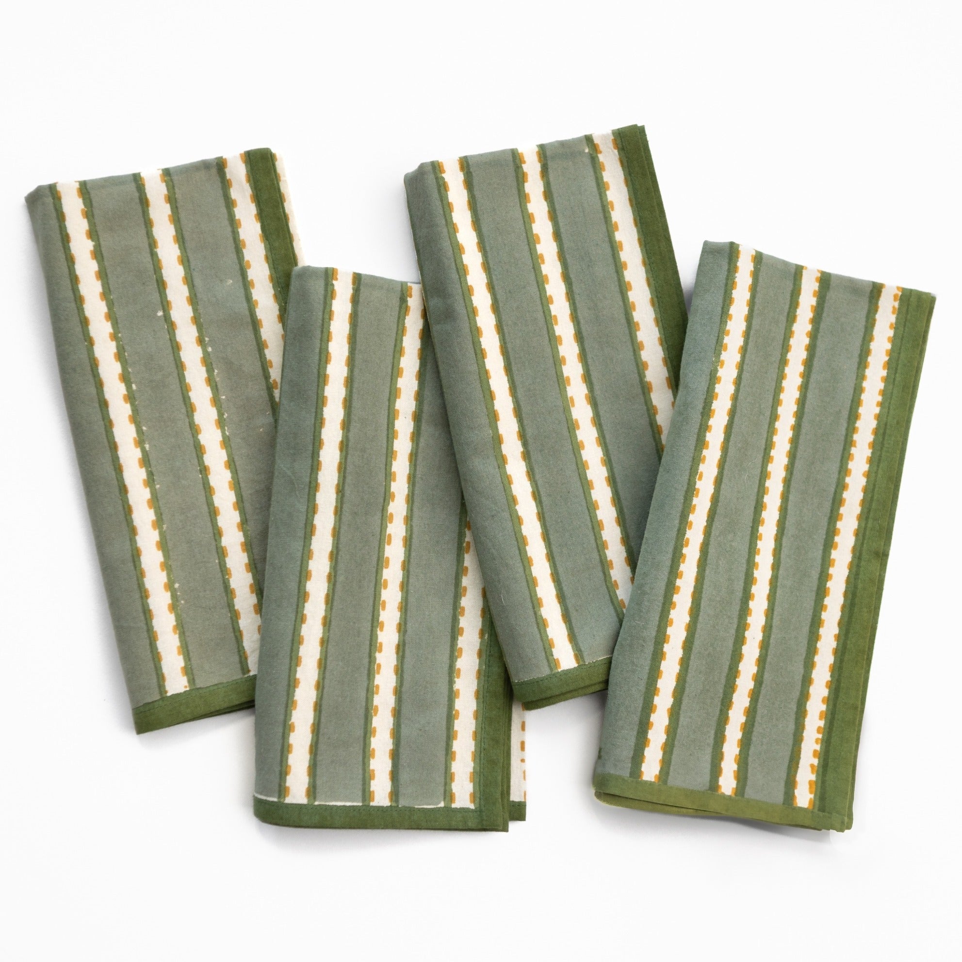 Dotted Stripe Green Napkins | Set of 4