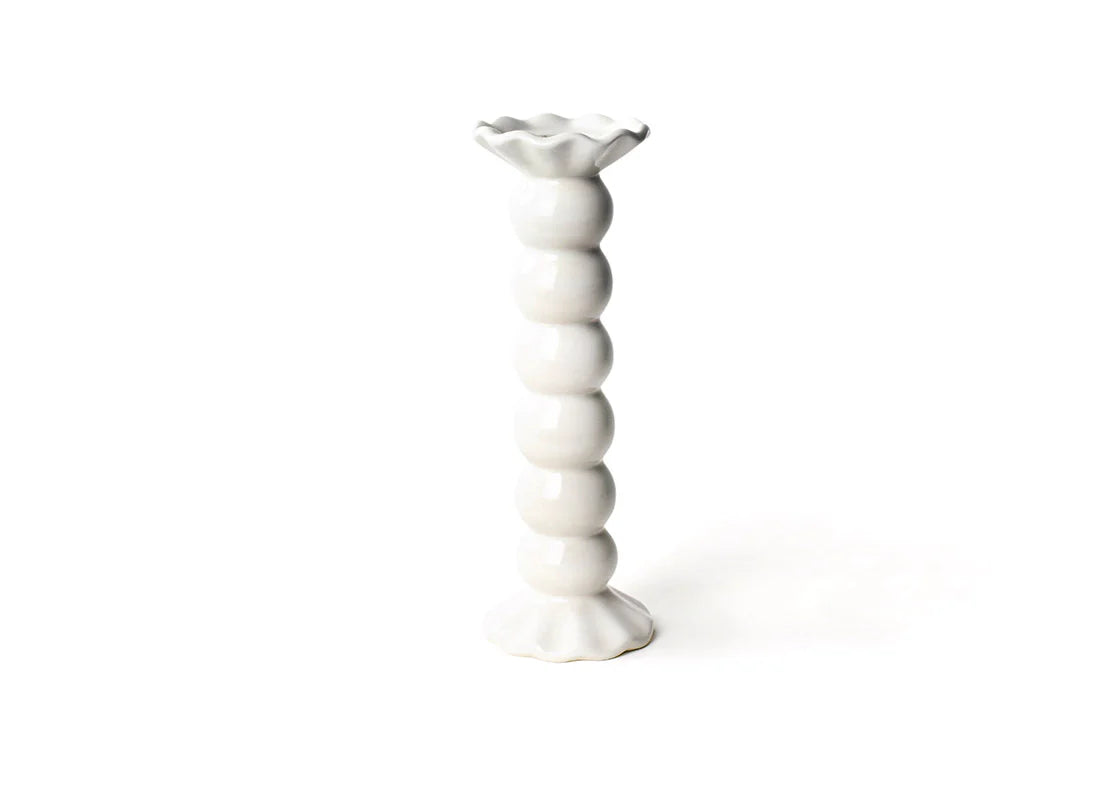 SIGNATURE WHITE LARGE RUFFLE KNOBBED CANDLE HOLDER