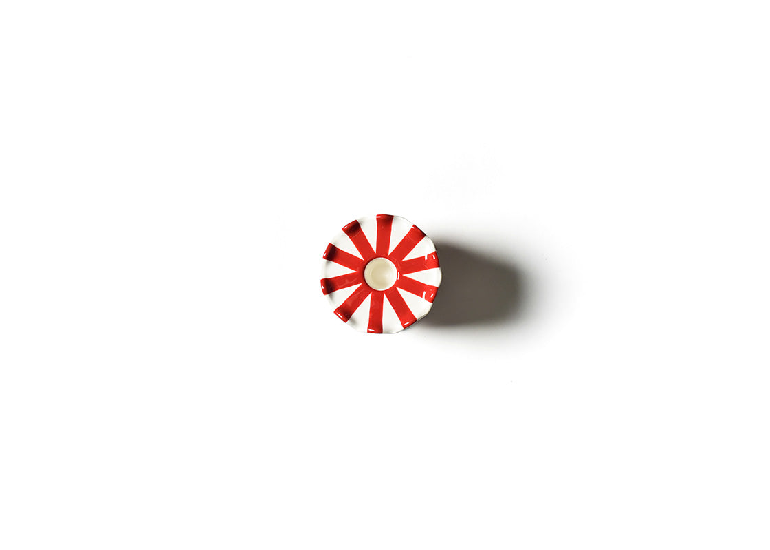 Red Stripe Ruffle Knob Candle Holder