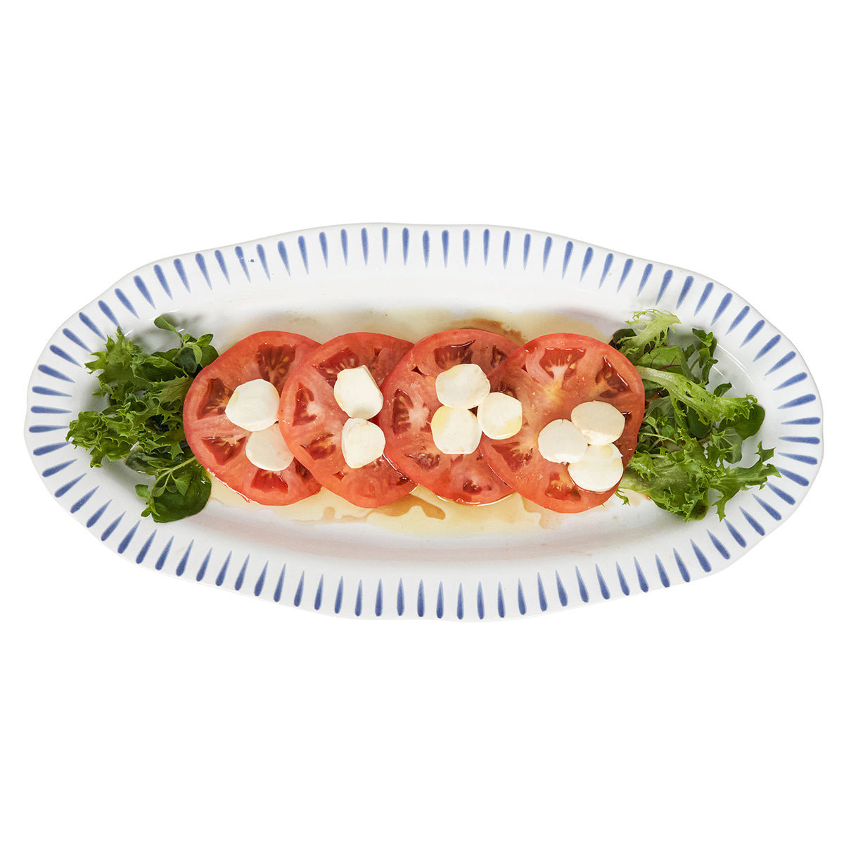 Sitio Stripe Delft Blue Hostess Tray 15"