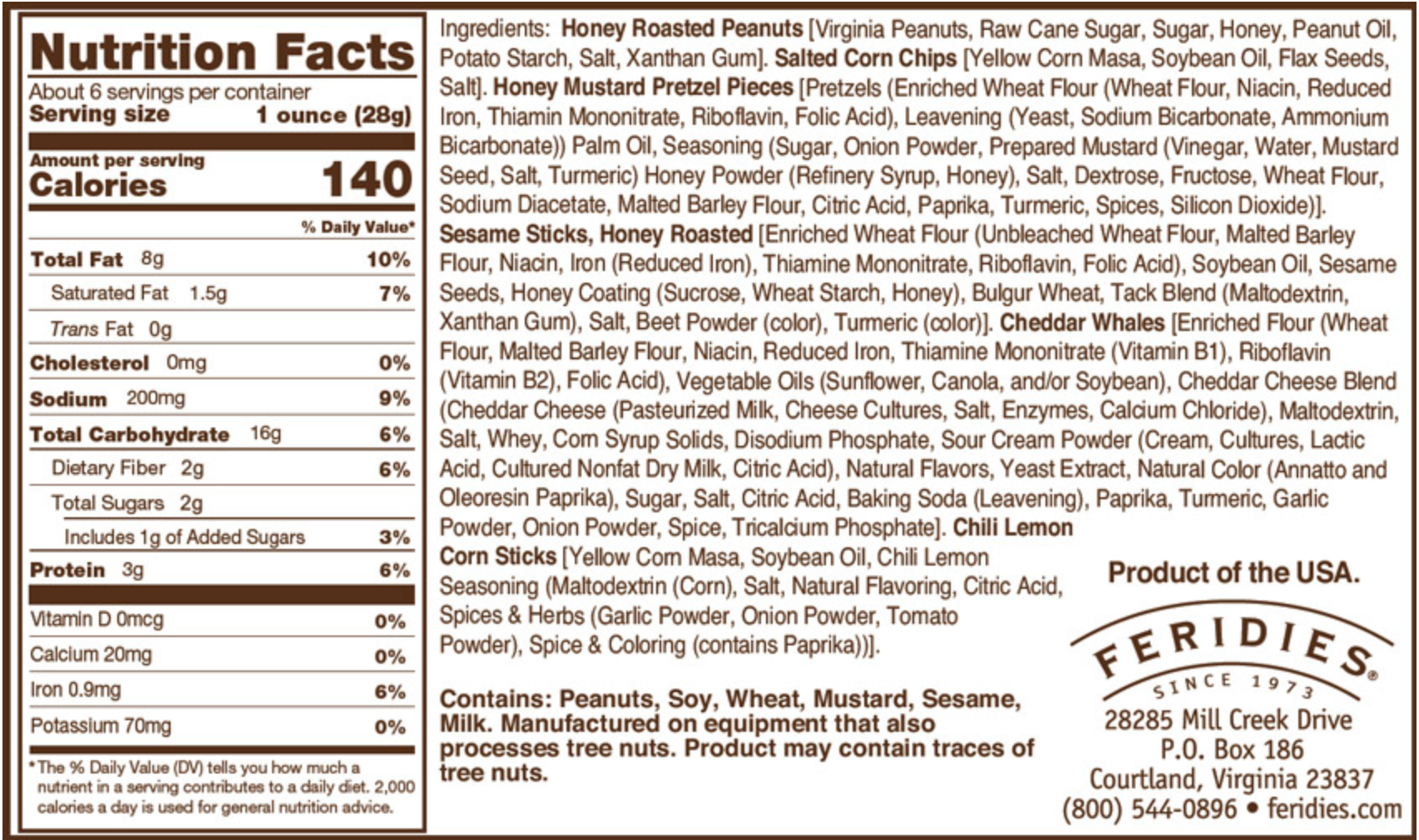 6 oz Can - 5 O'Clock Crunch Snack Mix