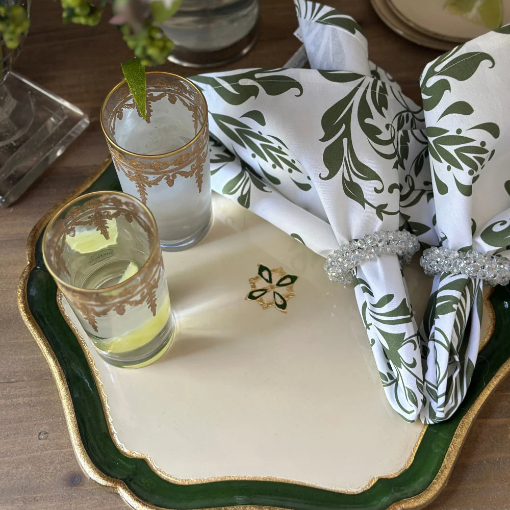 Large Green Florentino Baroque Wooden Charger/Tray