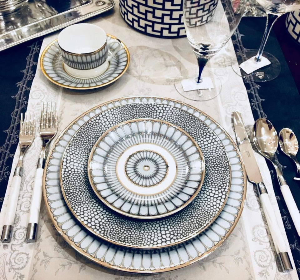 Deschoulieres Arcades Grey and Gold Bread and Butter Plate