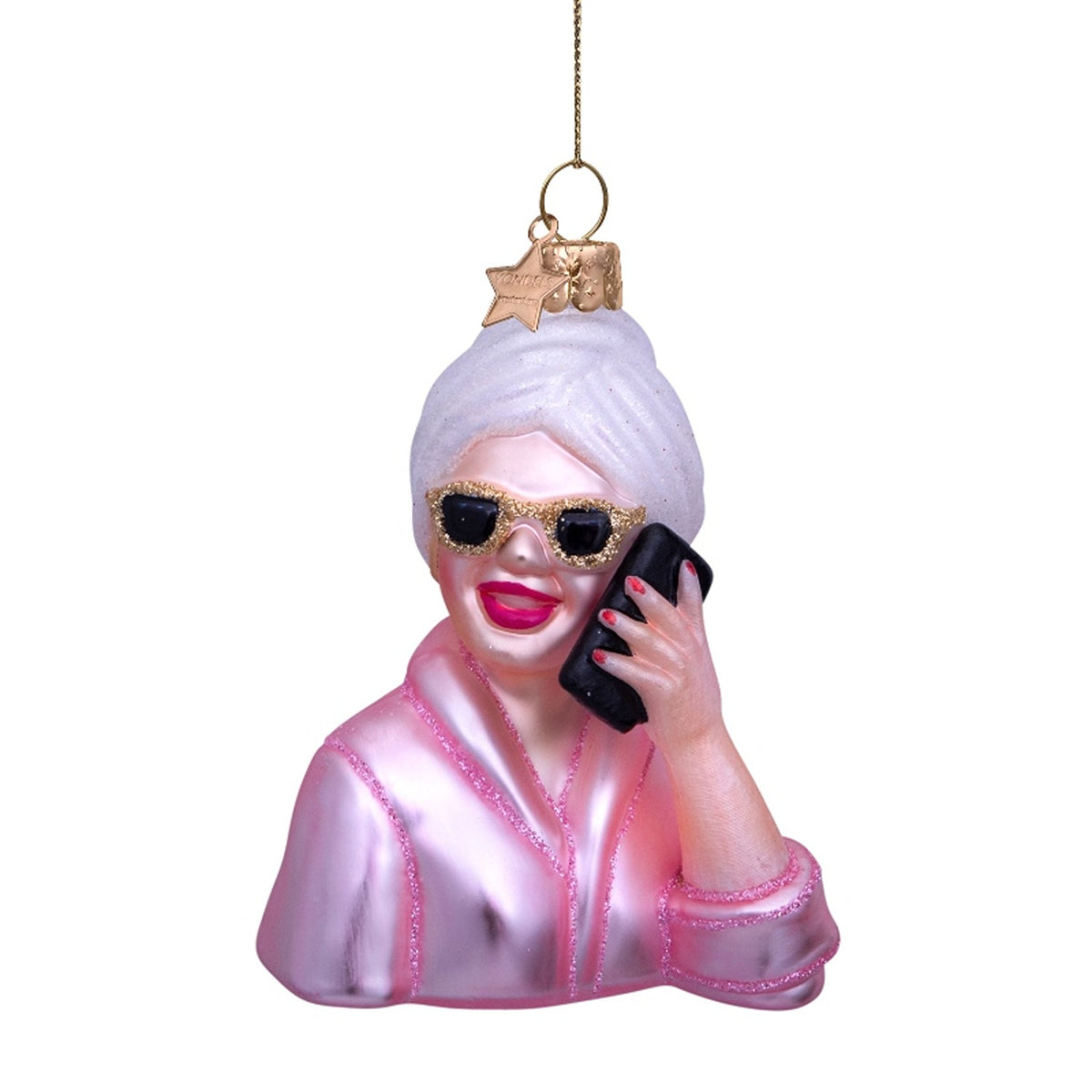 Pink Relaxing Selfcare Girl with Phone Ornament