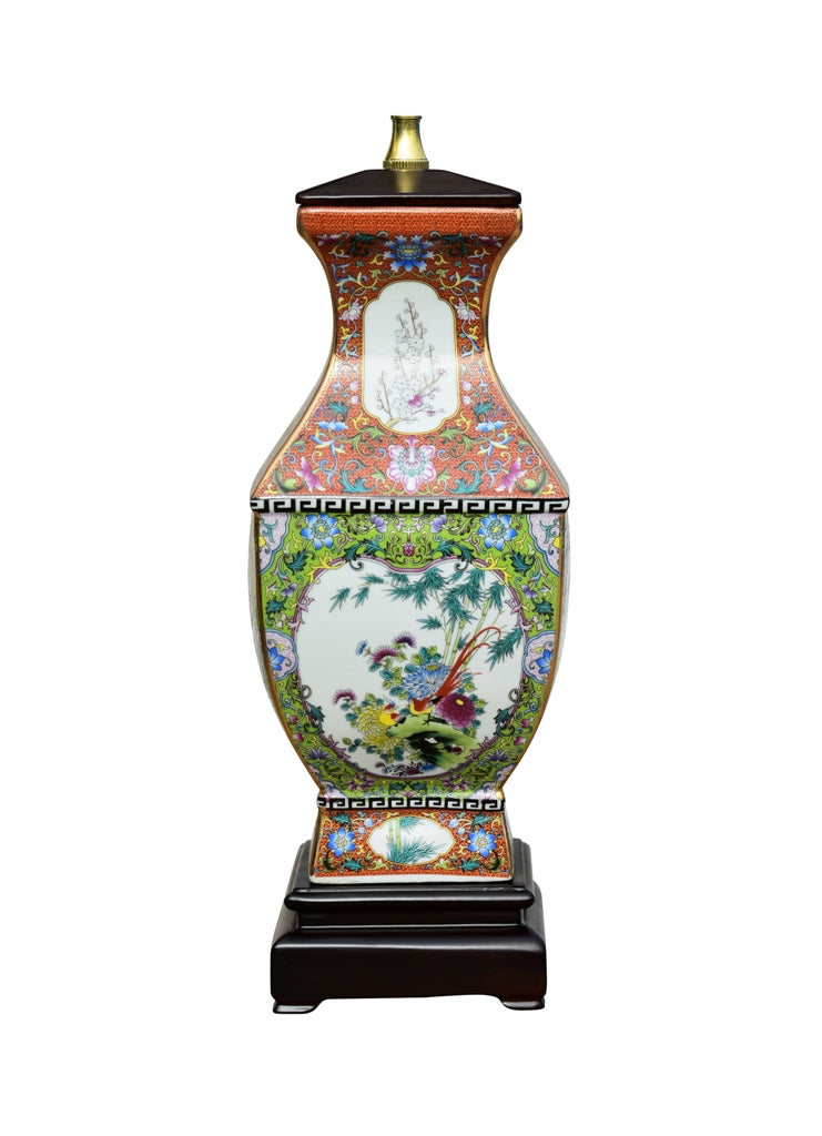 Verdant Medallion Porcelain Lamp