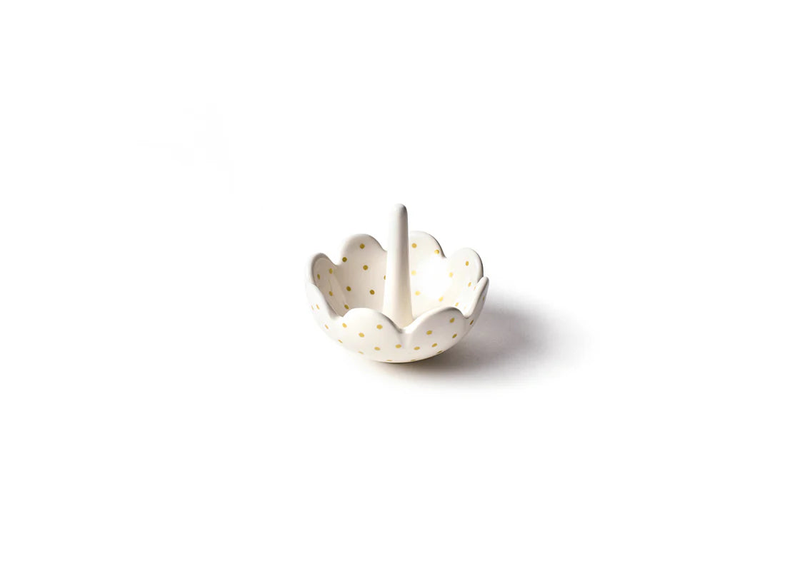 GOLD SWISS DOT SCALLOP RING DISH