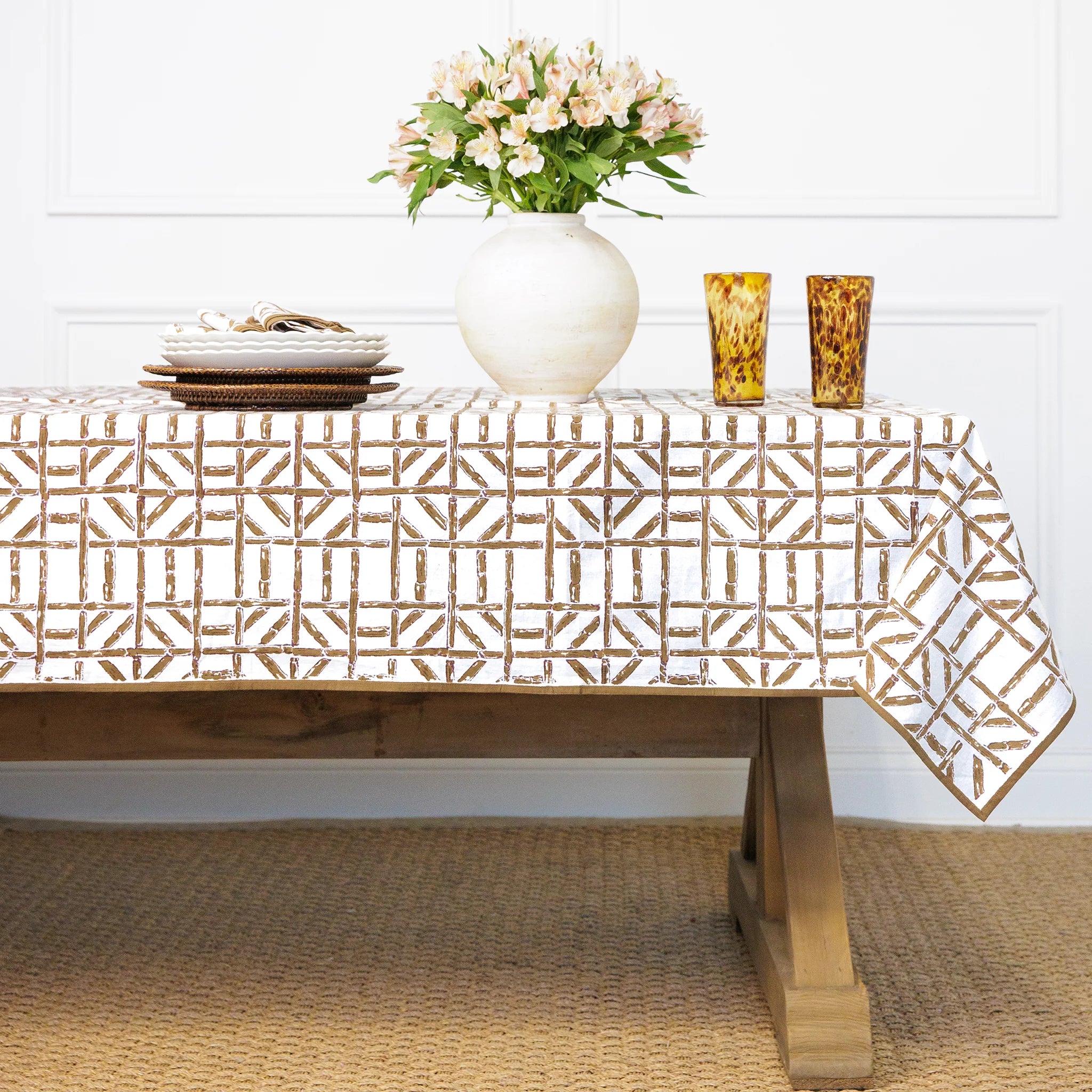 Brown Bamboo Tablecloth 55x55