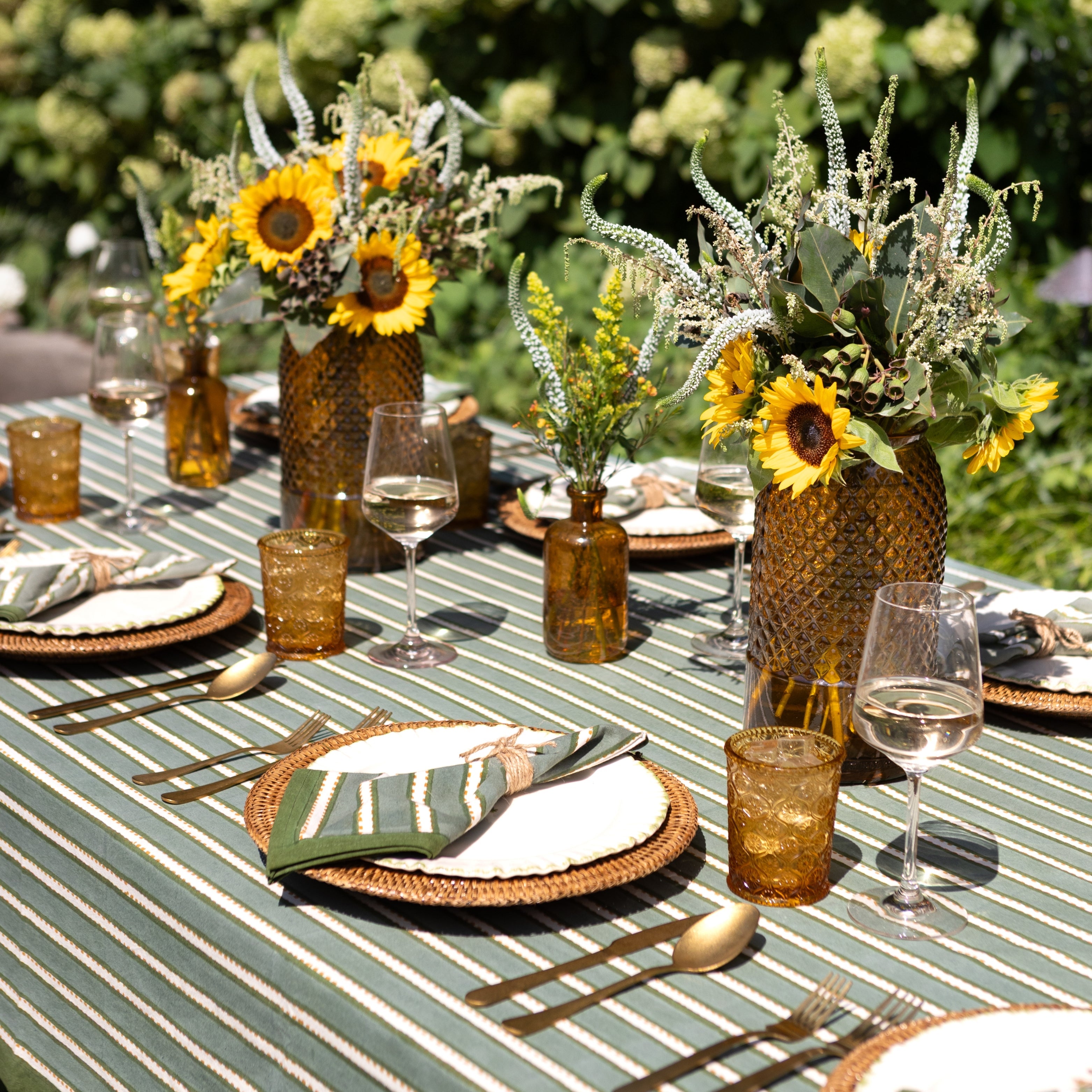 Dotted Stripe Green Napkins | Set of 4