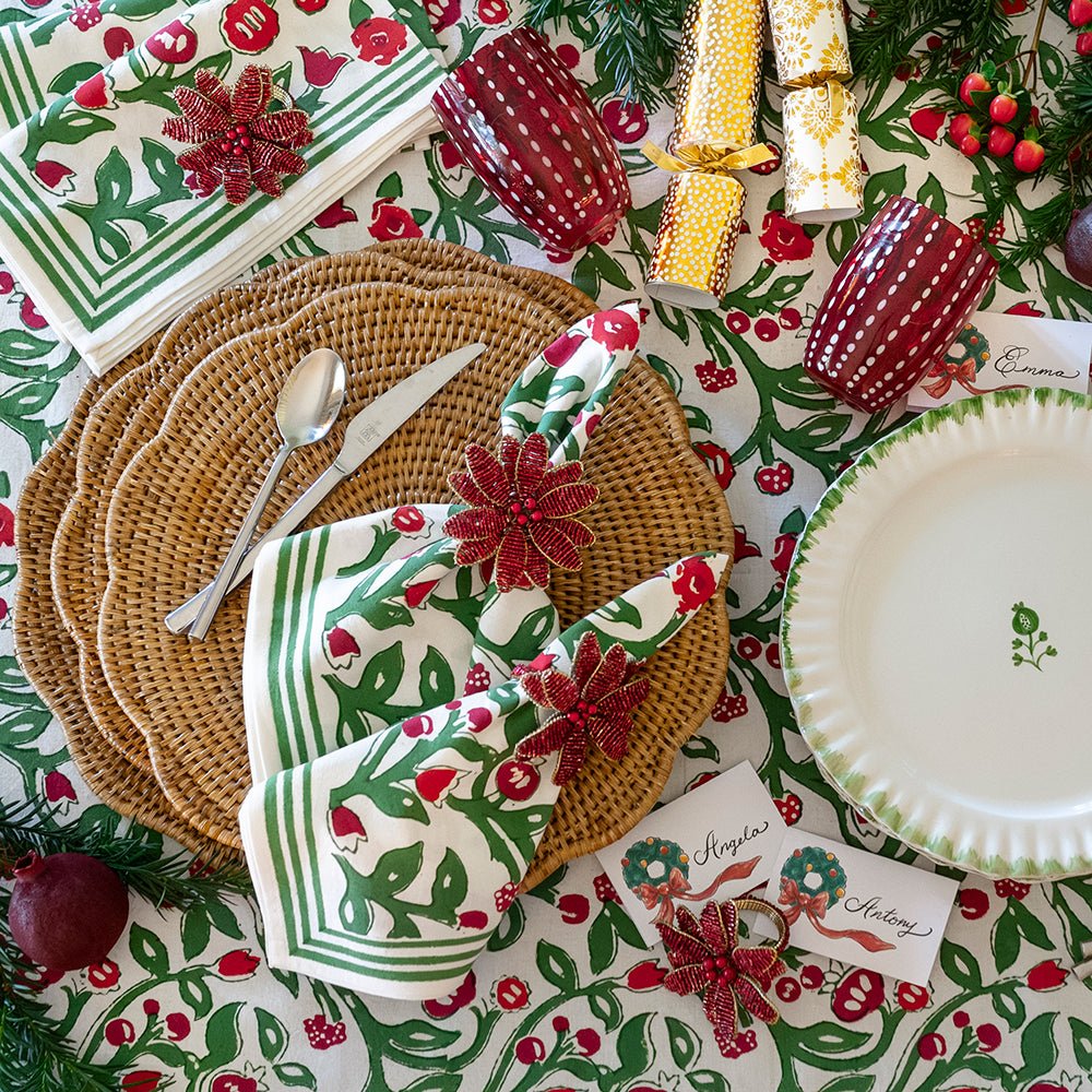 Emma Red & Green Napkin | Set of 4