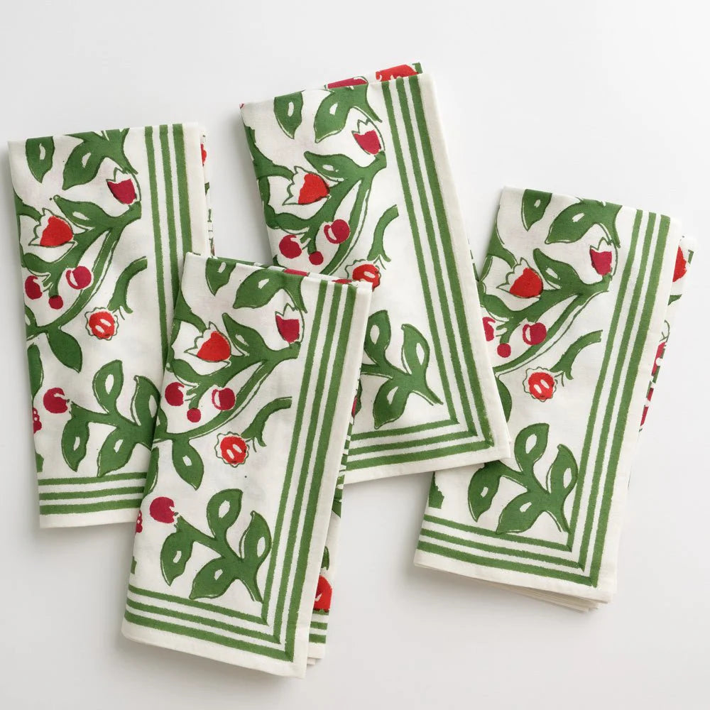 Emma Red & Green Napkin | Set of 4